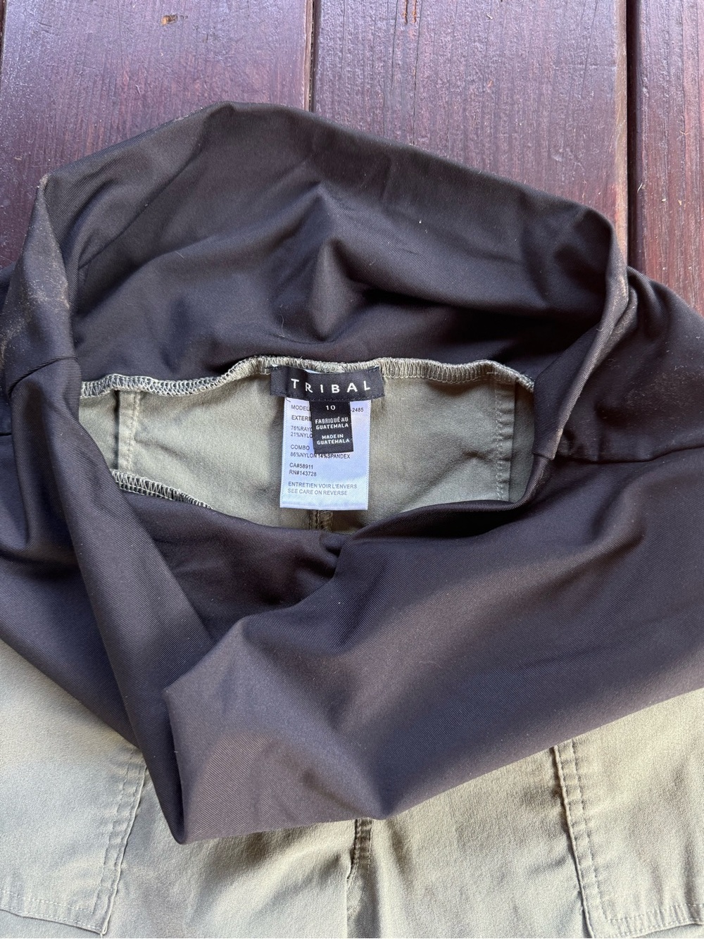 Tribal Olive Green Maternity Pants Size 10 - Picture 4 of 6